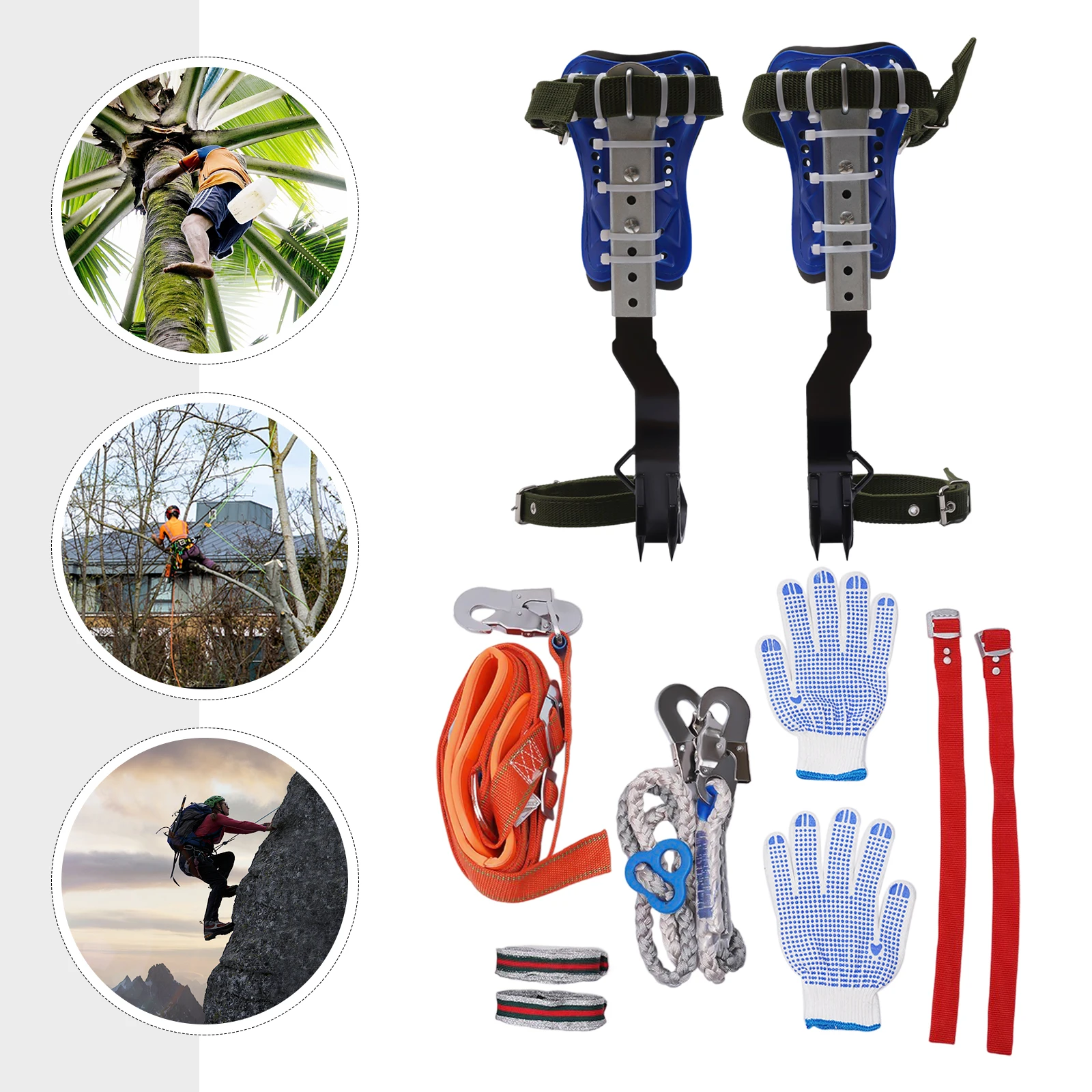Climbing Spike Adjustable Tree Climbing Gear w/ Extra Multi-Functional Straps 150kg Bearing Outdoor Climbing Tools   ﻿