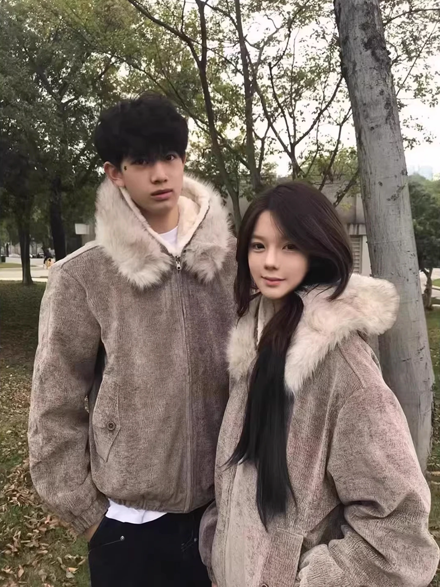 

American Sle Double-Sided Wear Mountain Eagle Fur Collar Hooded Cotton Jaet Men Winter Trendy High Quali Couple Thi W...