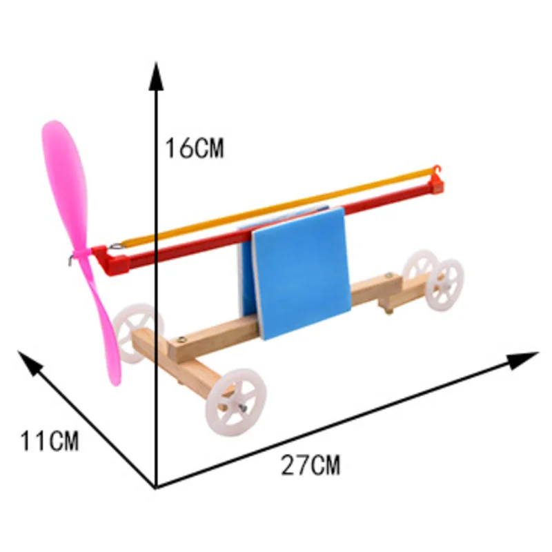 DIY Rubber Band Powered Race Car Kit, STEM Physics Experiment Teaching Model, Hand‑Assembly Wooden Car Model for Student