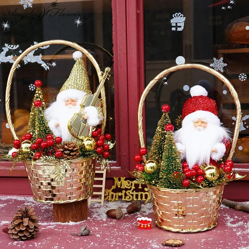 

Angela Blume Weihnachts schmuck rote Beere Kiefer Nadel Санта-Клаус Puppe Новинка, украшение для детей