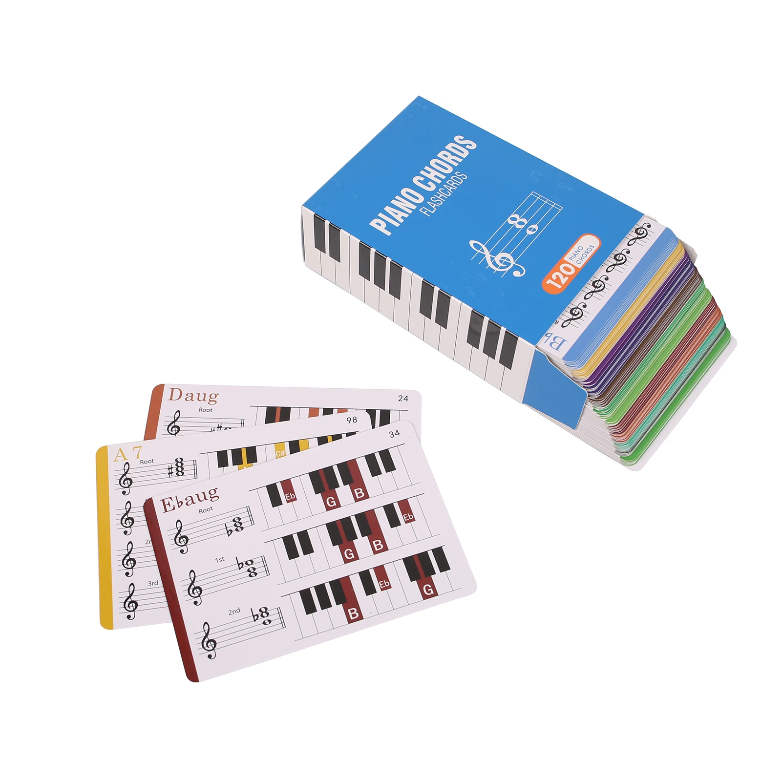 

Piano Chord Card 120pcs Color Coded Copperplate Paper Small Chord Chart 9.5 * 13.5 cm with 1 Large Chord Chart for Piano