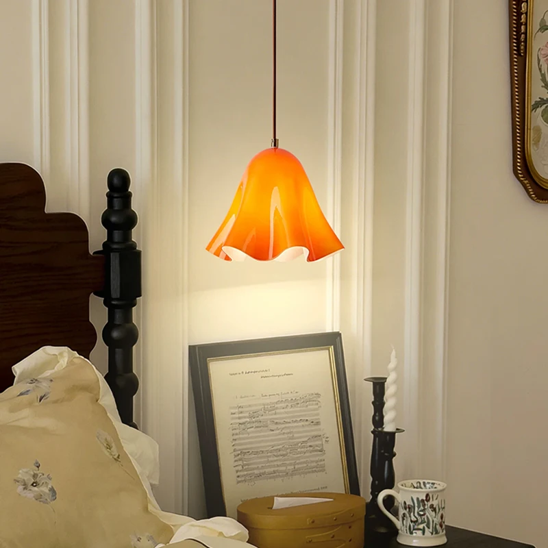 Colorful Glass Skirt Chandeliers Bedroom Dining Table Lamp Chinese Style Light Luxury Living Room Bedroom Bedside Chandelier LED