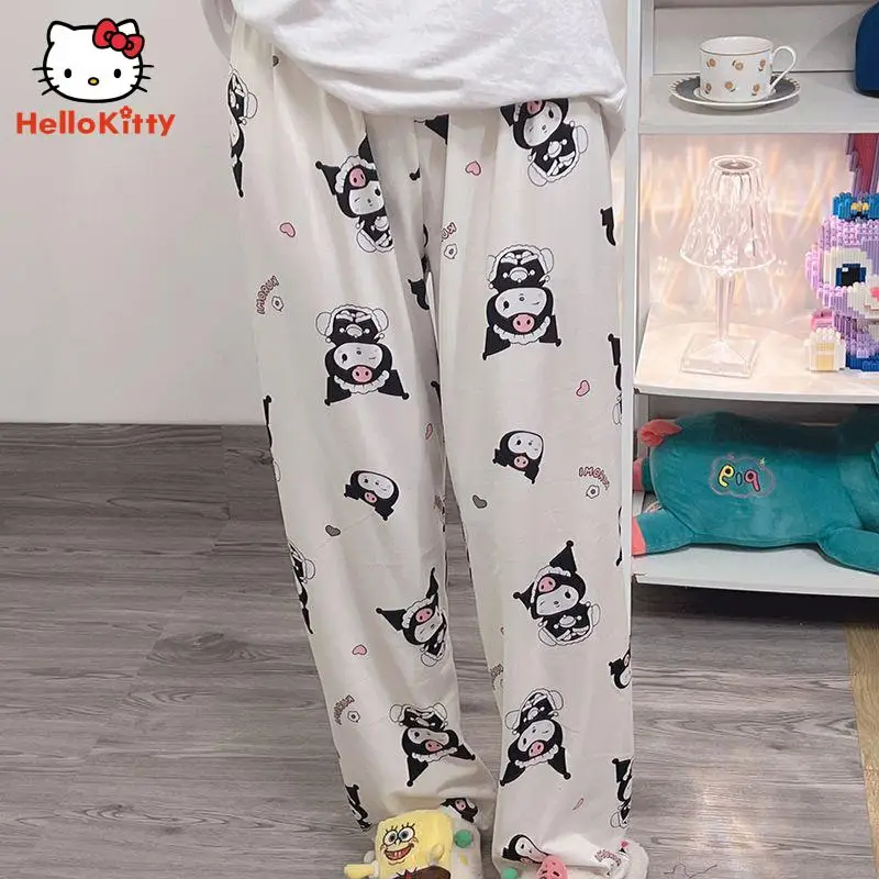 Anime Cartoon Hellokitty My Melody Kuromi Pajama Pants Spring Autumn Women Trousers Sweet Cute Student Dormitory Home Pants