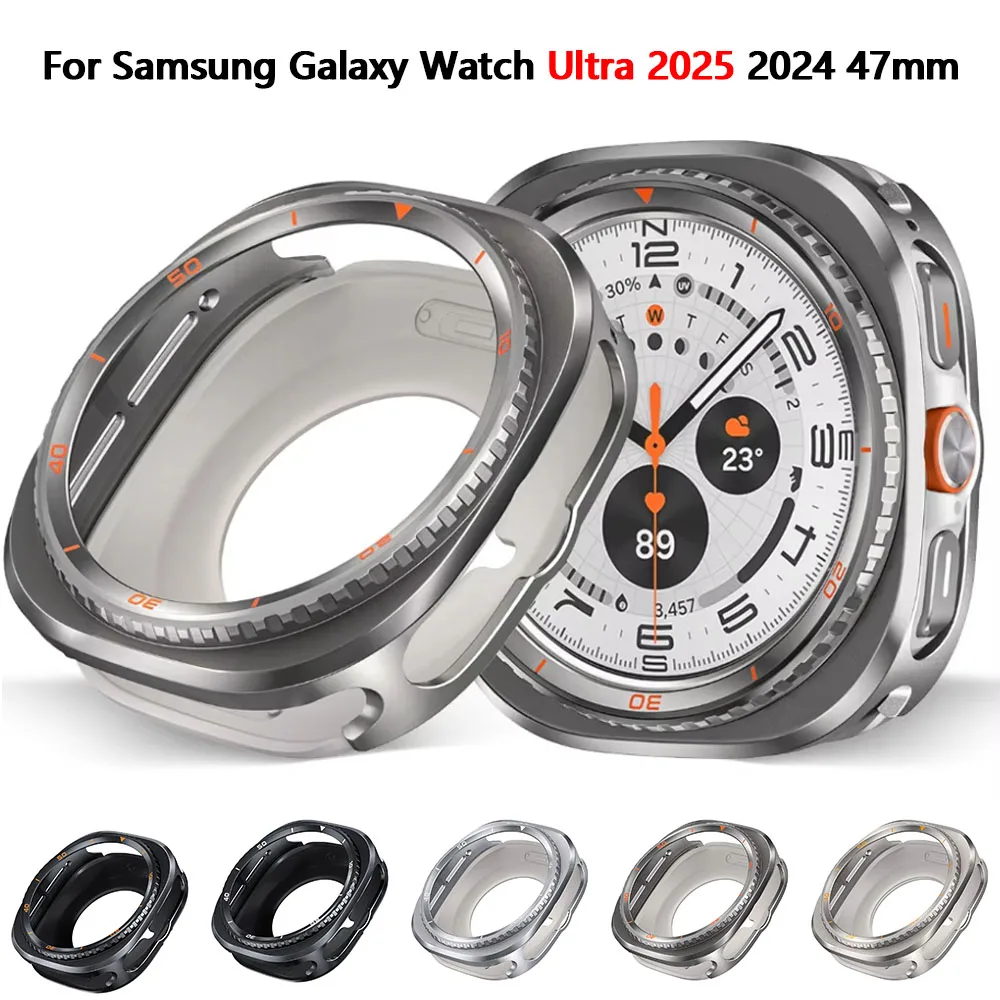 Luxuriöses Metallgehäuse für Samsung Galaxy Watch Ultra 20225, Zubehör, schützende Stoßstangenschale für Galaxy Ultra Watch 2024, 47 mm