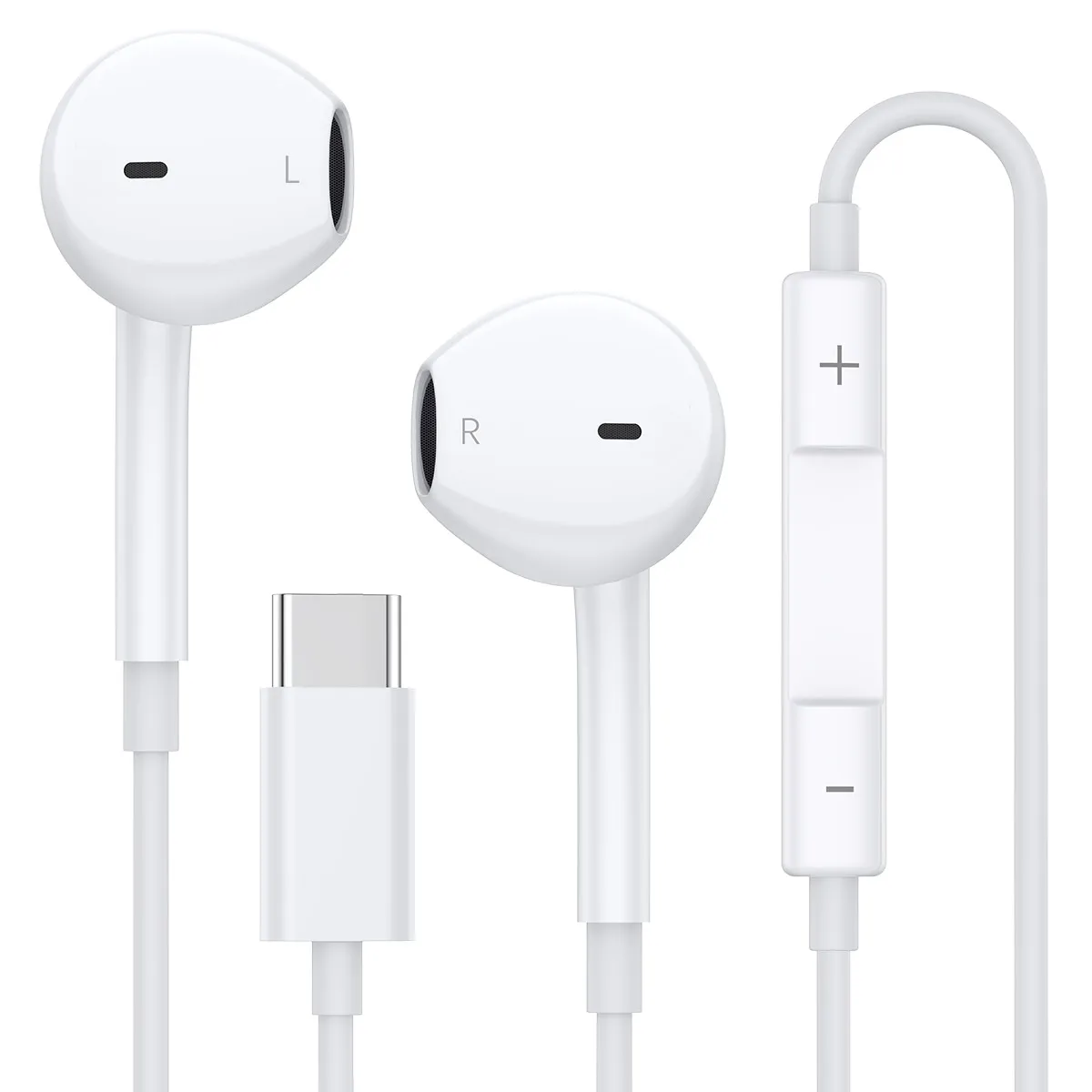 USB-C Kopfhörer für iPhone 17 16 15, Kabelgebundene Typ-C Ohrhörer mit Integriertem Mikrofon & Lautstärkeregelung, HiFi Stereo Sound Earbuds