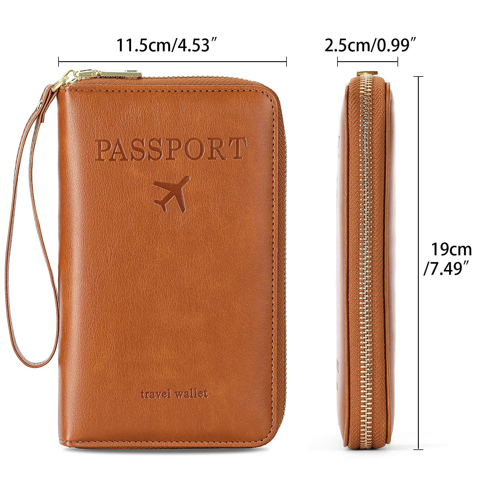 Travel Passport Wallet for Women, PU RFID Passport Cover Holder for Men Travel with Wristlet, Multiple Card Slots with ID Window view 4