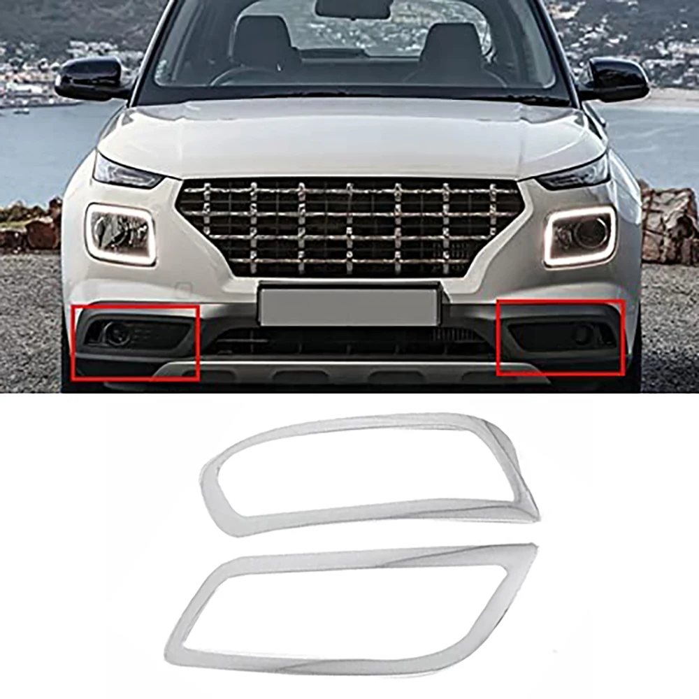 

2pcs Front Head Fog Lamp Light Cover Trims For Hyundai Venue 2020-2021 Car Front Bumper Fog Light Grilles Cover Trim