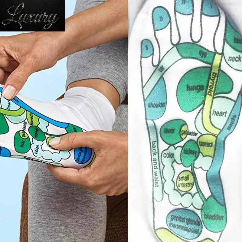 

Foot Massage Acupressure Socks Physiotherapy Relieve Tired Feet Reflexology Point English Illustration