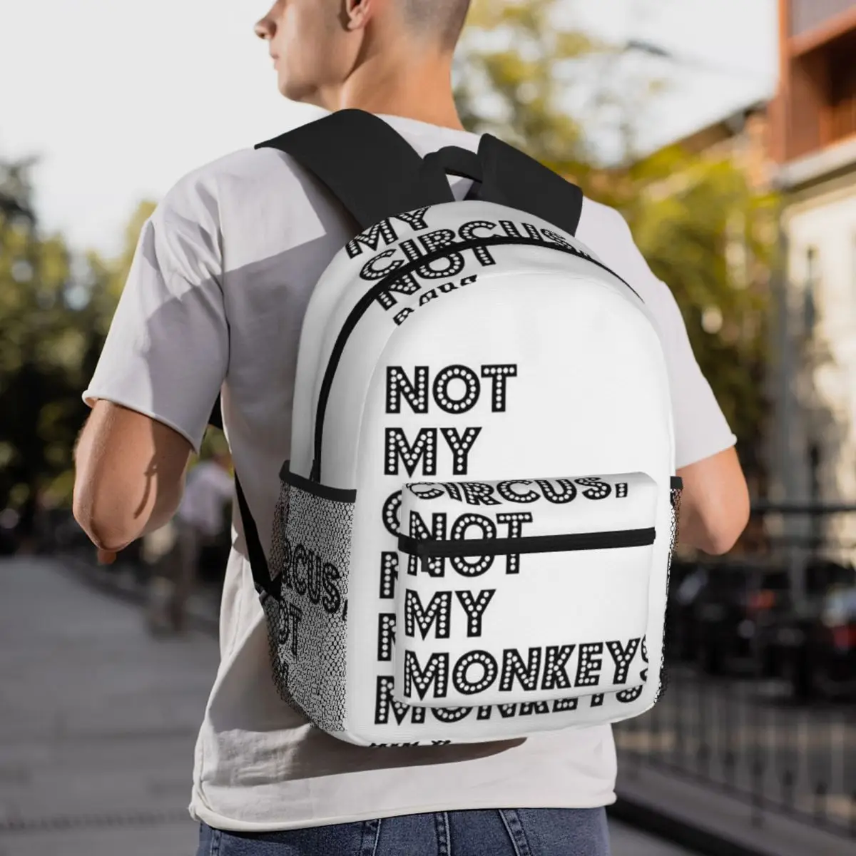 Not My Circus Not My Monkeys Funny Backpack Daypack Large Capacity Boys Girls BookBag School Bag Shoulder Bags for Men Women