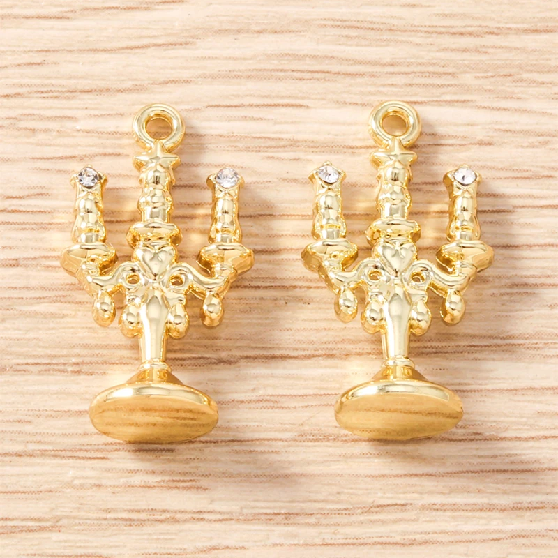 5 Stück 13 x 23 mm niedliche Metall-Kerzenständer-Form-Charms-Anhänger für Schmuckherstellung, Halsketten, Ohrringe, DIY, handgefertigtes Bastelzubehör – Detail 7