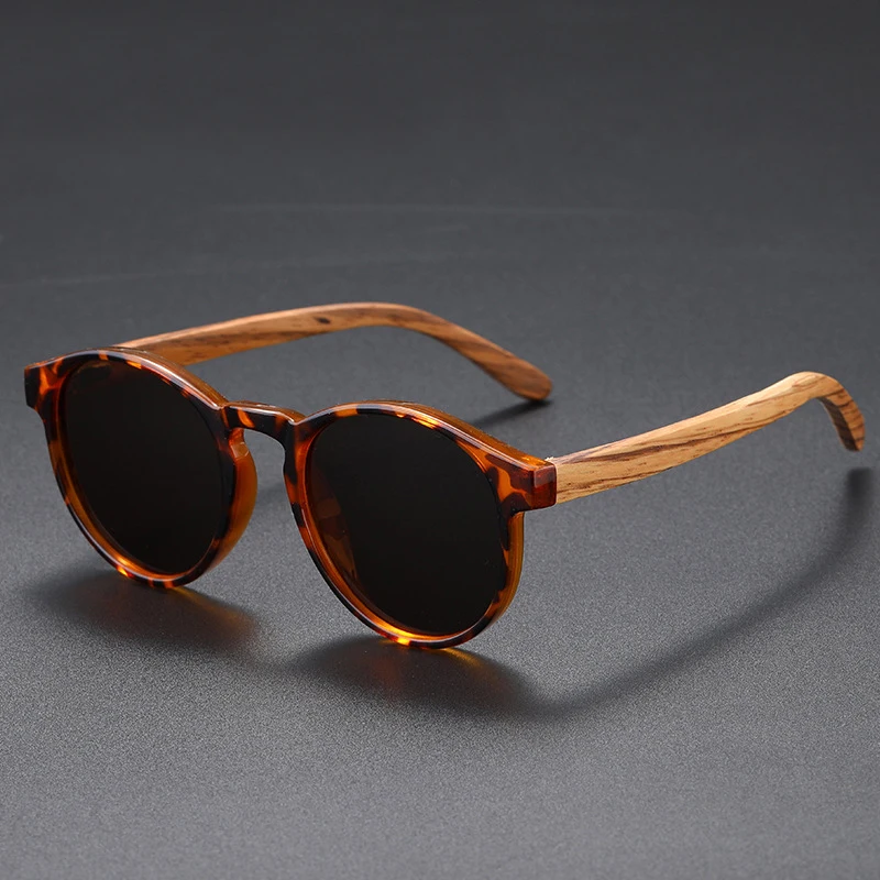 

Round Polarizing Sunglasses Man Fashion Sport Sun Glasses Women Luxury Brand Retro Wood Frame Driver's Shade Goggles UV400