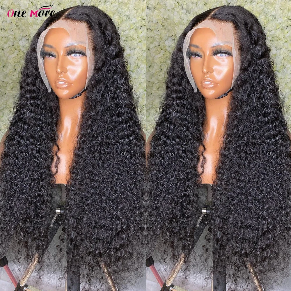 Onda Profunda Frontal Lace Wig, Cabelo Humano Encaracolado, Molhado e Ondulado, 13x4