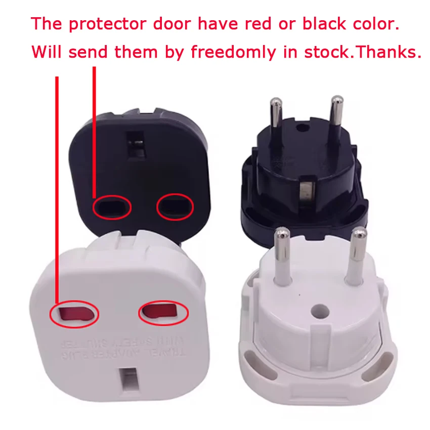 1pcs EU Plug Adapter 16A 10A UK to EU Travel Adapter Converter 2 Round Socket Universal Euro To UK AC Wall Socket Plug 4.0mm