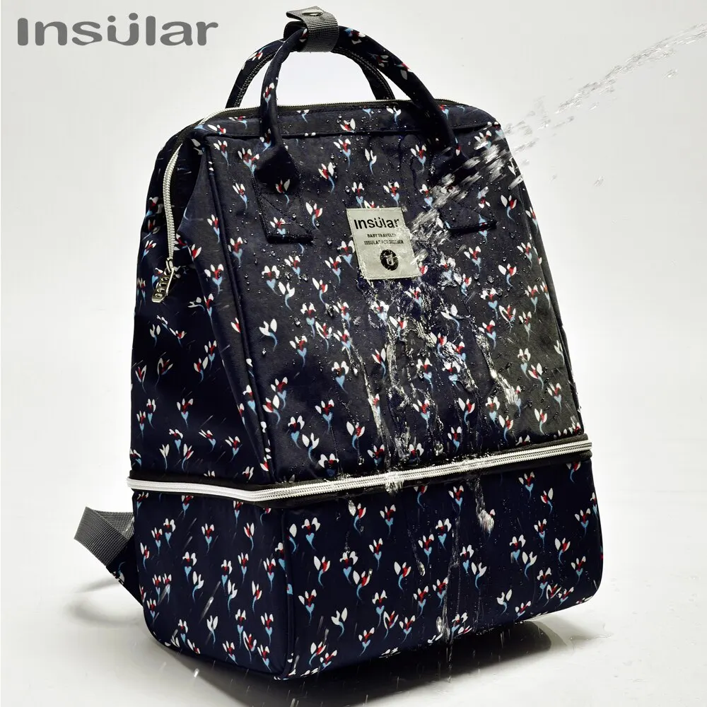 

INSULAR Waterproof Mummy Maternity Nappy Bag Large Capacity Two Layers Designer Nursing Backpack Travel Baby Bag for Baby Care