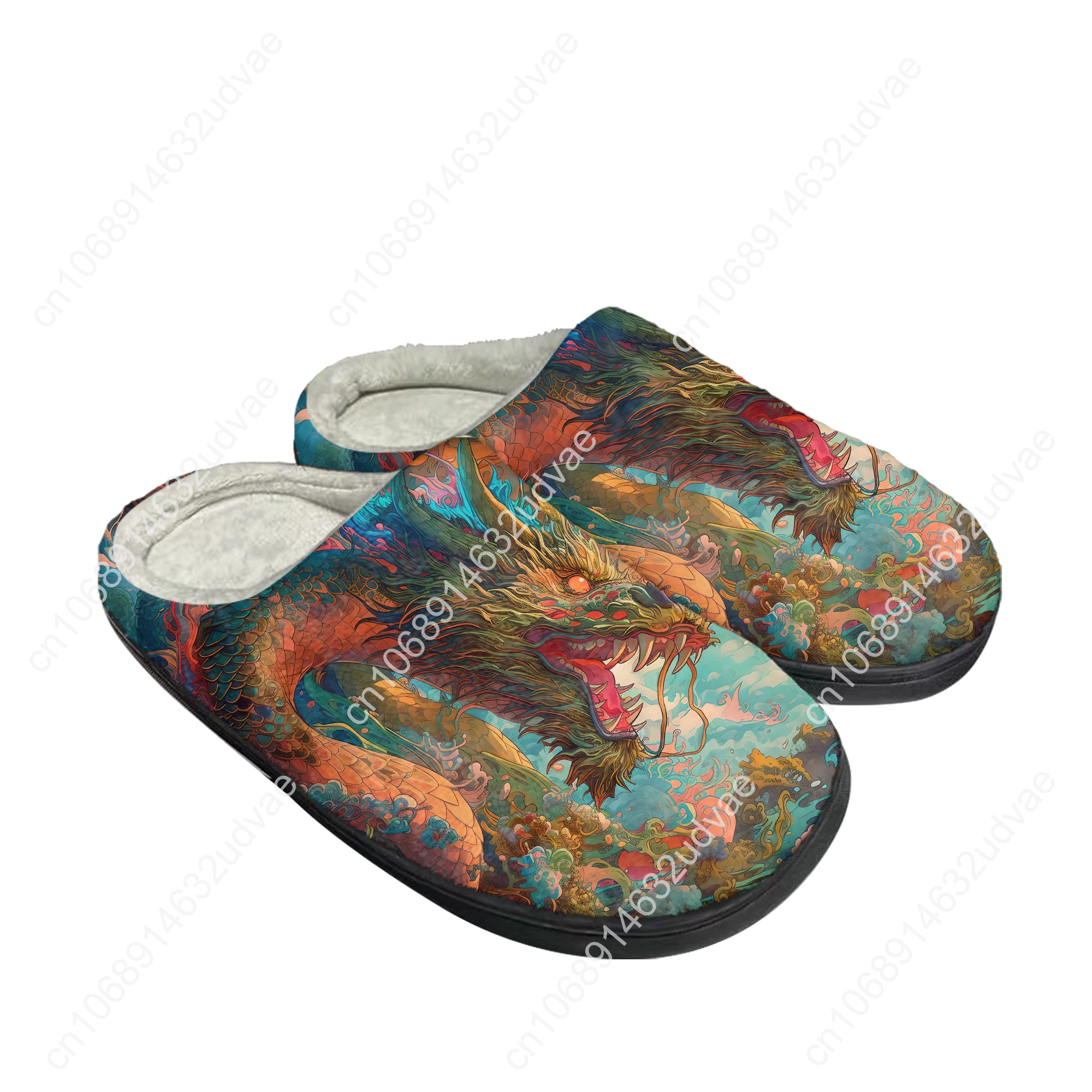 

Chinese Dragon Cotton Slippers Men Women Plush Bedroom Casual Keep Warm Home Bedroom Shoes Thermal Indoor Slipper Custom Shoe