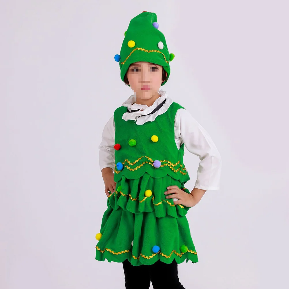 

Christmas Hats Children Stage Show Costumes Cartoon Toddler Tree and Dress Green