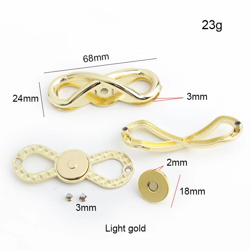 1-5-20sets 68x24mm Light Gold Butterfly Style Magnetic Lock Buckles Metal Purse Handbag Decoration Bag Closure Clasp Accessories