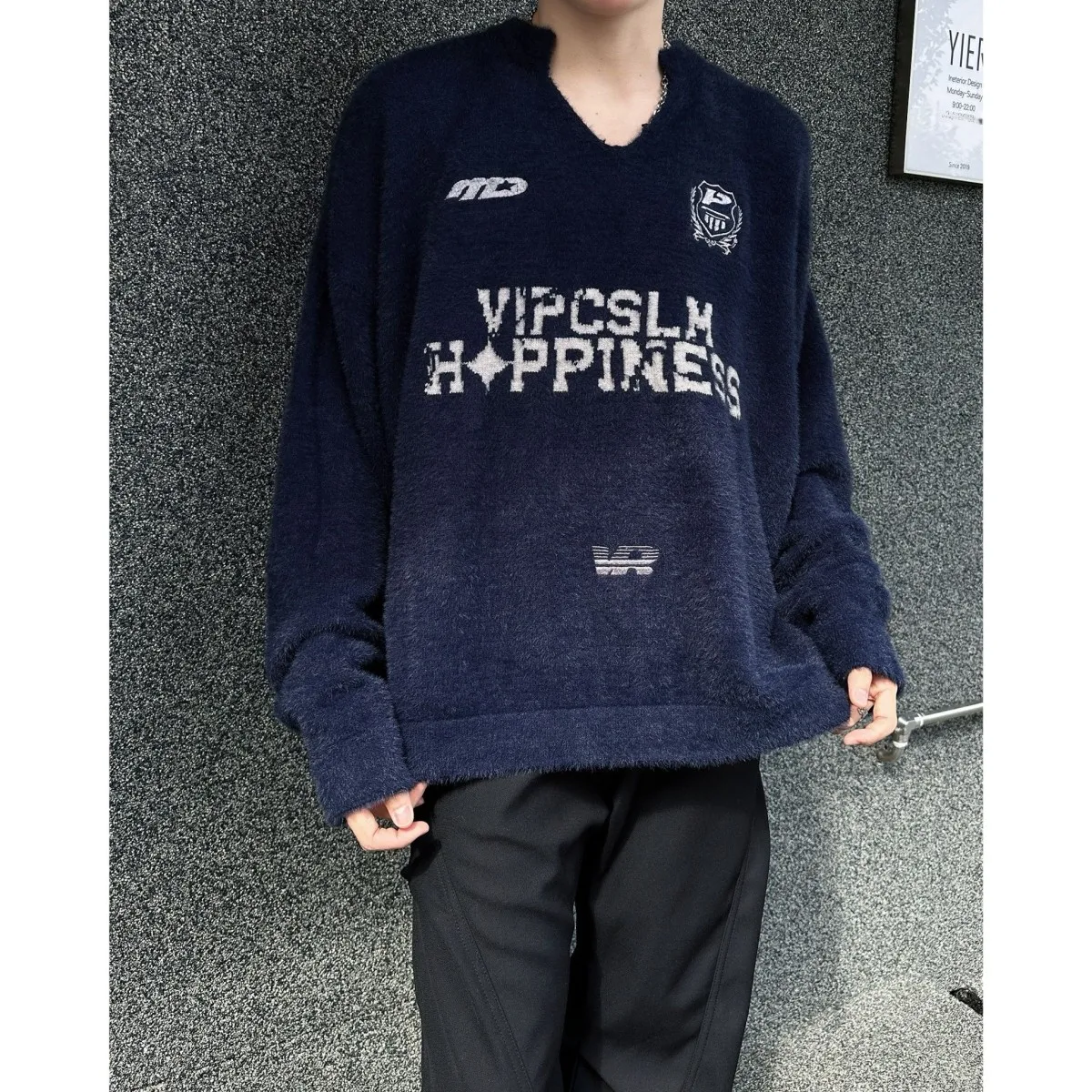 

American Retro V-Ne Sports Sweater Men's Lazy College Sle Knitted Outerwear Autumn Spring Leisure Casual Polyester Fiber