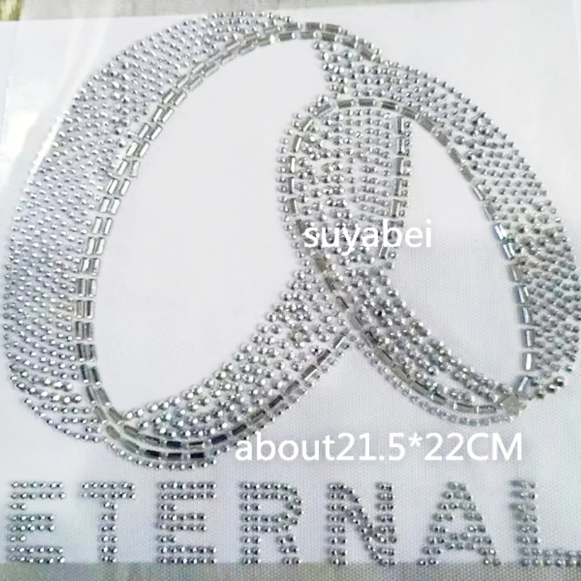

Iron on Rhinestone Transfer Stickers Double Rings Design Hot Fix Appliance Patches Eternal Motifs for Clothing Decoration