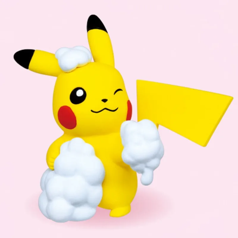 Pokemon Kawaii Japan Gashapon Figurine Anime P2 Bath Series Pikachu Action Figure Cute Capsule Toys Doll Mini Model Gift