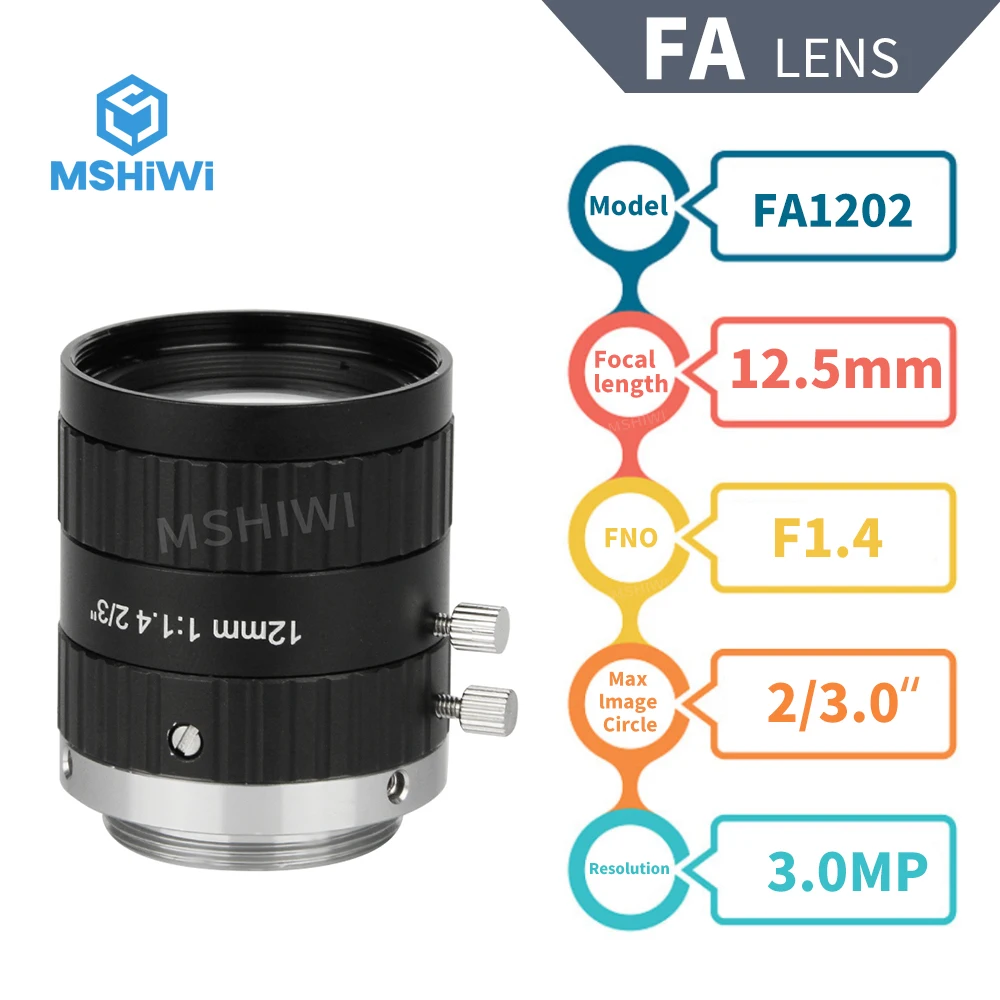 3MP FA Ống Kính Tiêu Cự Cố Định 12Mm C Mount 2/3 "F1.4 Bằng Tay Iris Công Nghiệp Ống Kính Với Camera thị Giác Máy Công Nghiệp Camera