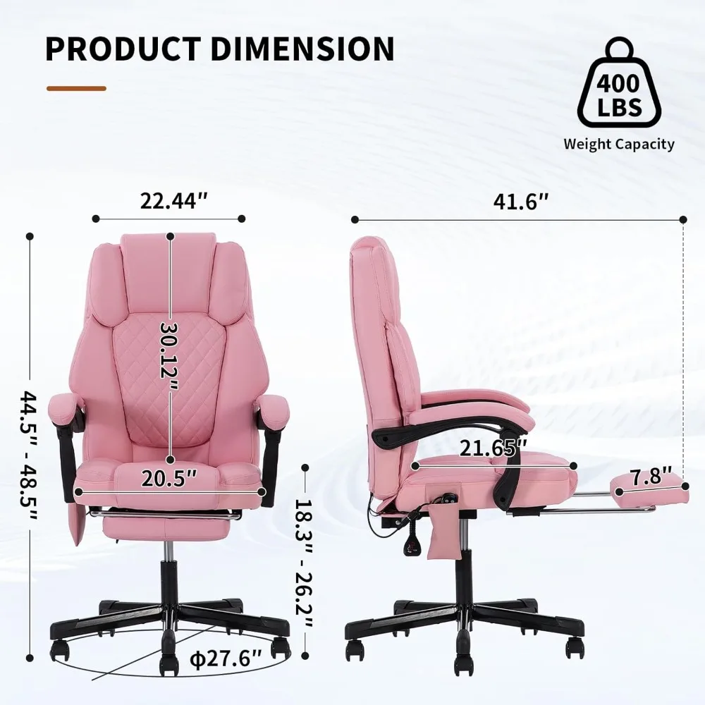 Massage Office Chair with Foot Rest, Executive Desk Chair,Big and Tall 400lbs Comfortable Ergonomic Reclining Managerial Chair