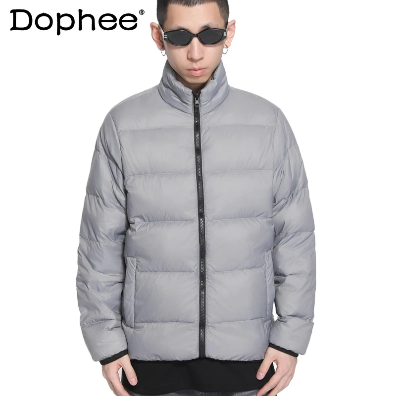 

2025 Autumn Winter Men Women Fashion Chic Coats Stand Collar Simple Warm Solid Color Parkas Stylish Versatile Long Sleeve Parkas