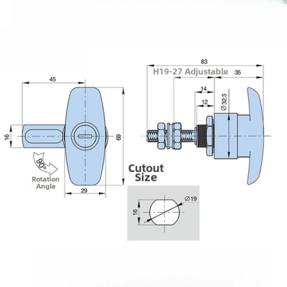 MS108 Industrial Mechanical Cabinet Door Lock Handle In Black For Switchgear And Distribution Box 88mm X 69mm