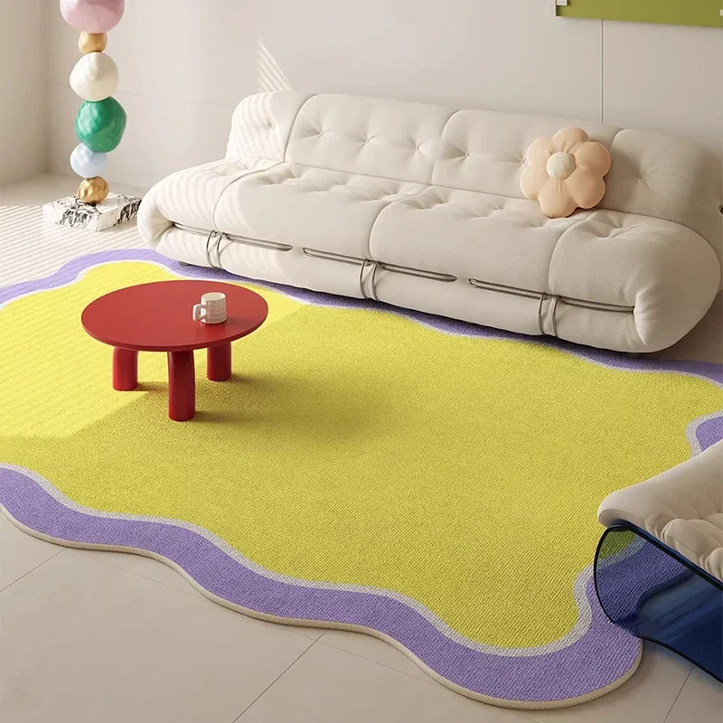 Living Room Carpet Soft Comfortable Fluffy Faux Cashmere Carpets Large Size Pink Macaron-Special Shaped Floor Mat Home Decor Rug