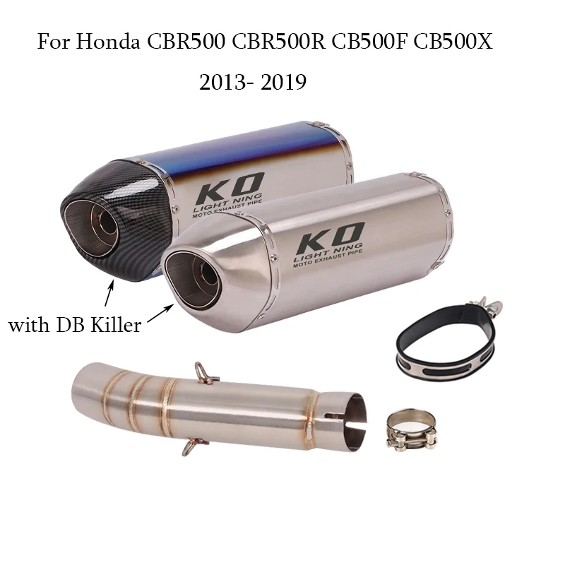 

For Honda CBR500 CBR500R CB500F CB500X 2013- 2019 Motorcycle Exhaust System Mid Link Pipe Slip On 51mm Muffler Baffle DB Killer