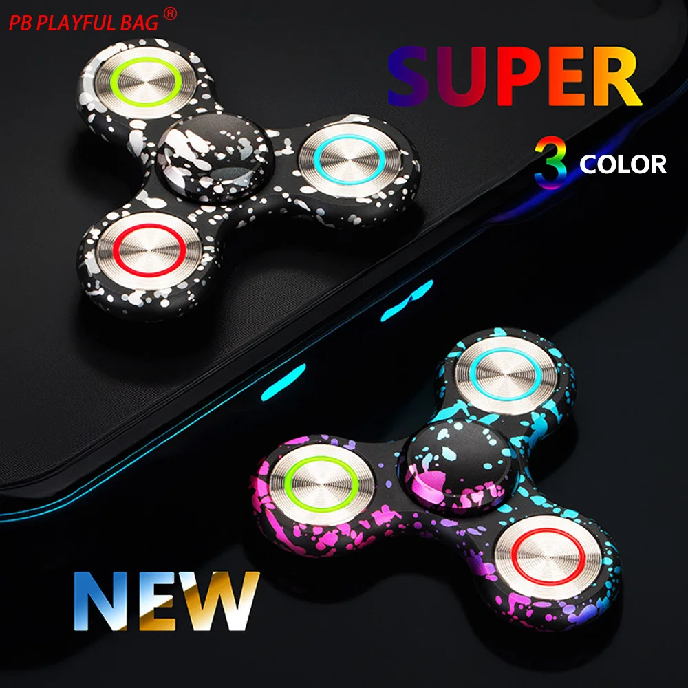 3-color Luminous Fingertip Gyroscope Metal Alloy EDC Finger Gyro Fancy Color Stress Relief TS51