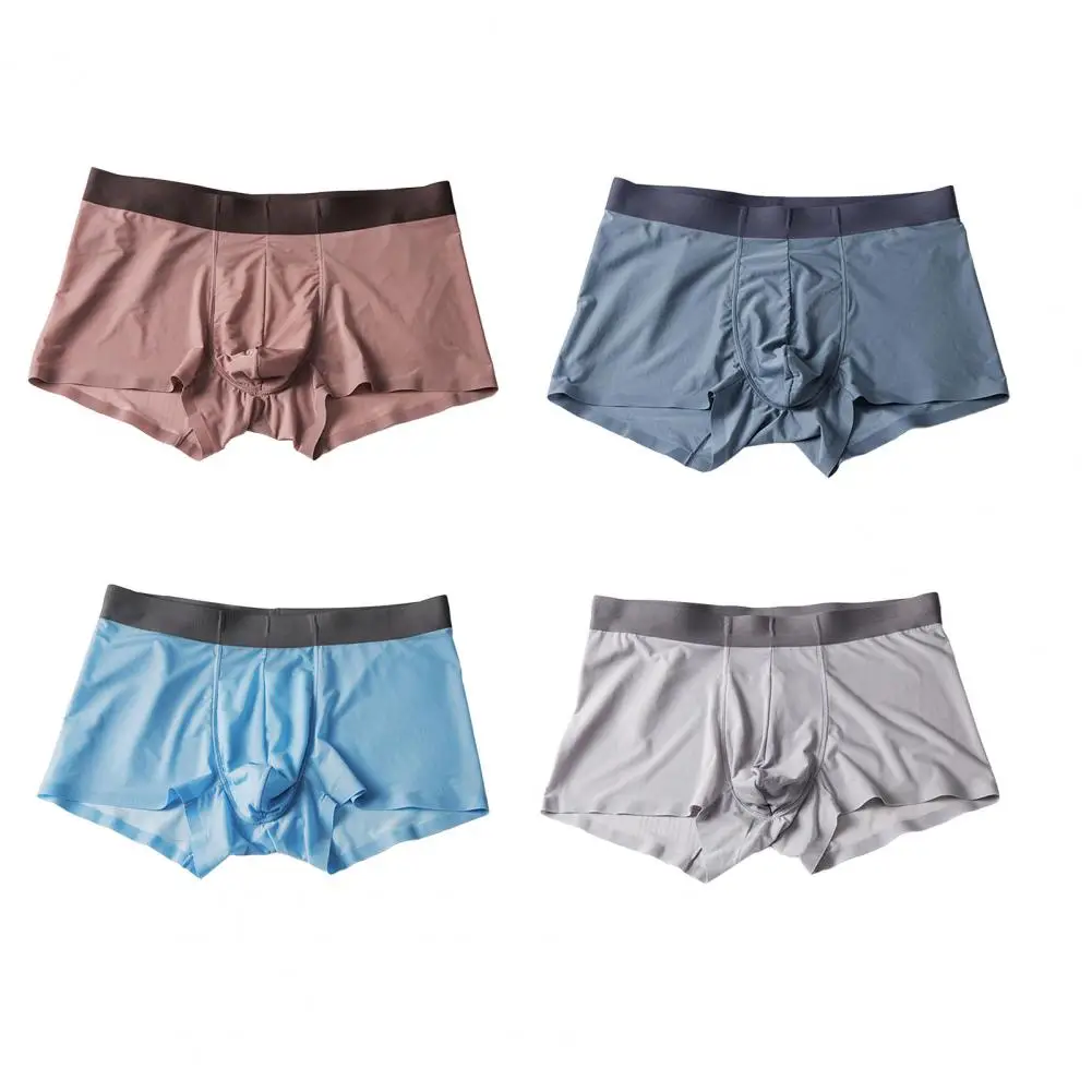 حجم كبير 3XL ملابس داخلية للرجال الرجال سراويل مريحة للتنفس مثير سراويل بوكسر بلون الحرير الجليد سلس سراويل