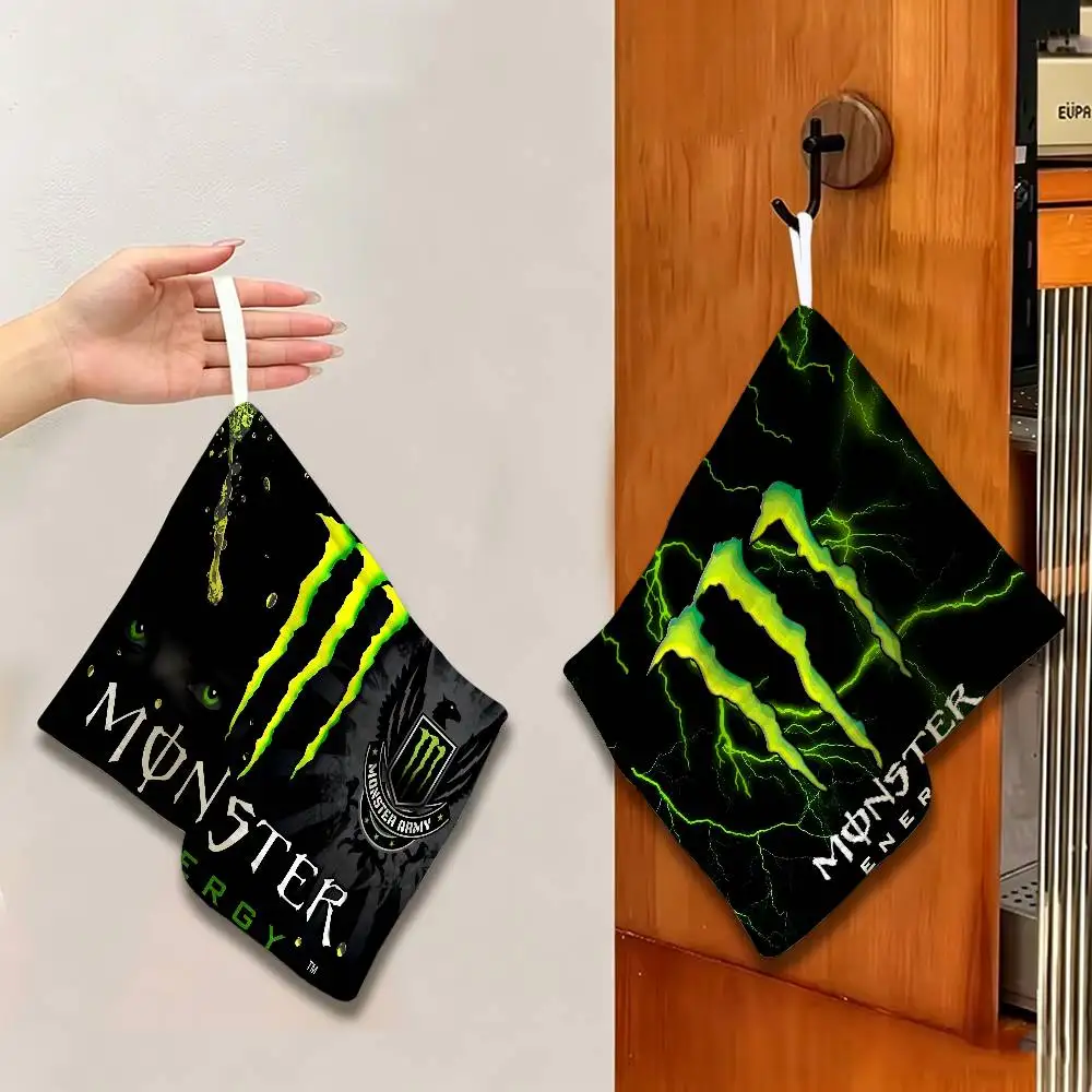 M_MonsterES-Fashion-E-Energys Hanging Polyester Cotton Towel, Reusable Hand Wiping Cloth, Wear Resistant for Home Kitchen Sink