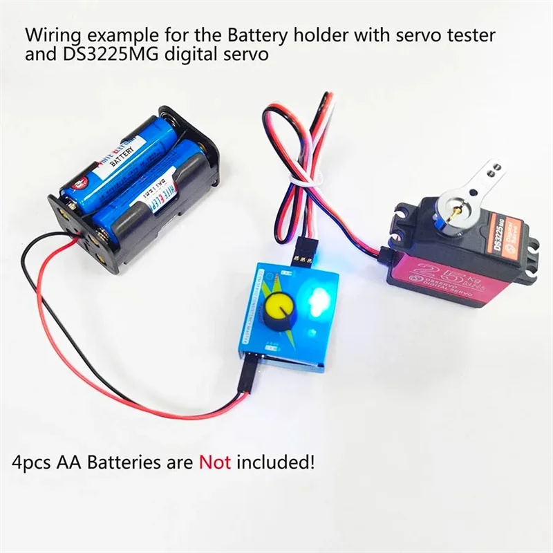 DIYmalls 4 Cell AA Battery Holder Case + 3CH Digital Servo Tester ESC Speed Controller Checker CCPM Consistency Master for Car