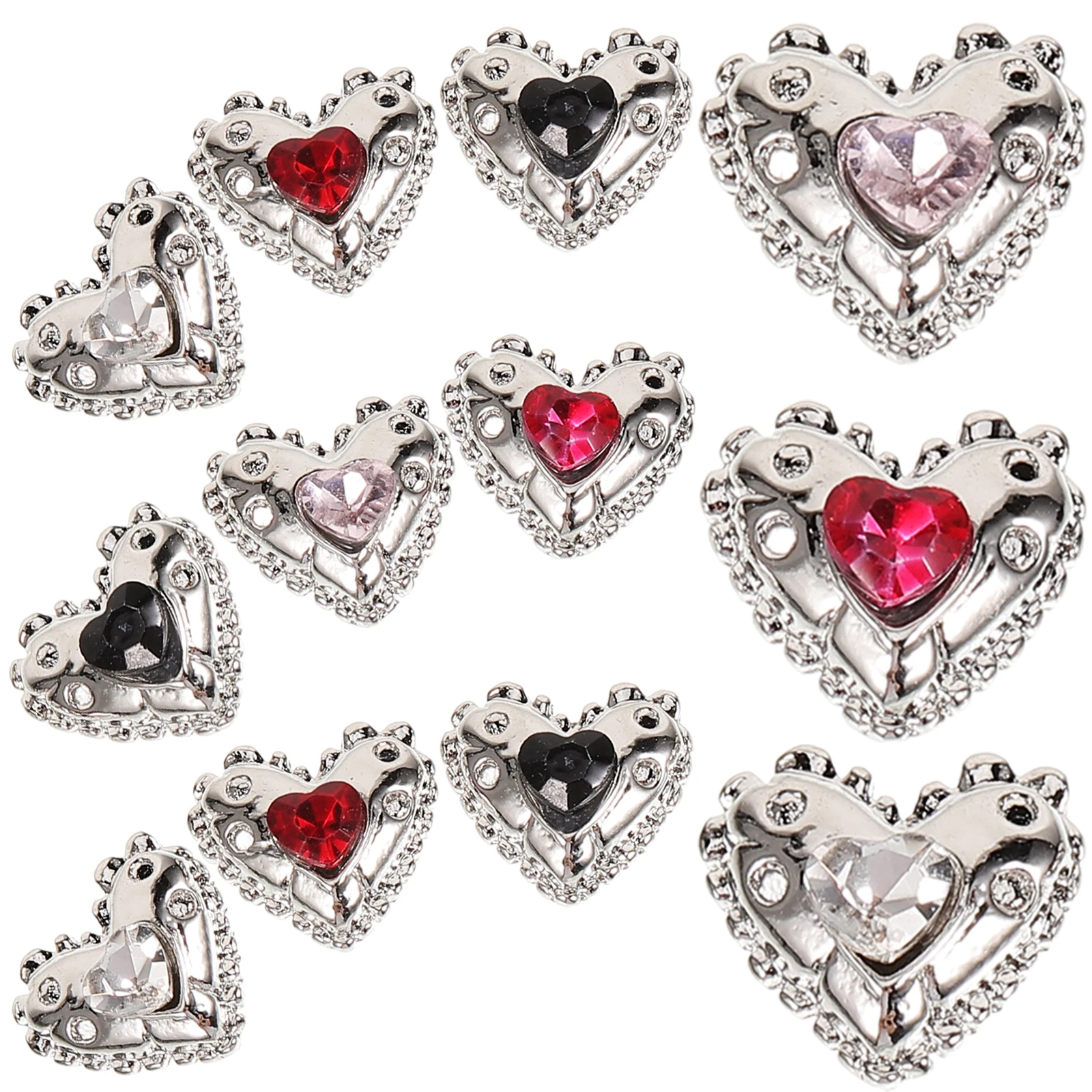 

25 Pcs Manicure Heart-shaped Accessories Nail Cute Charms Supplies Love Rhinestones Womens Miss Decoration