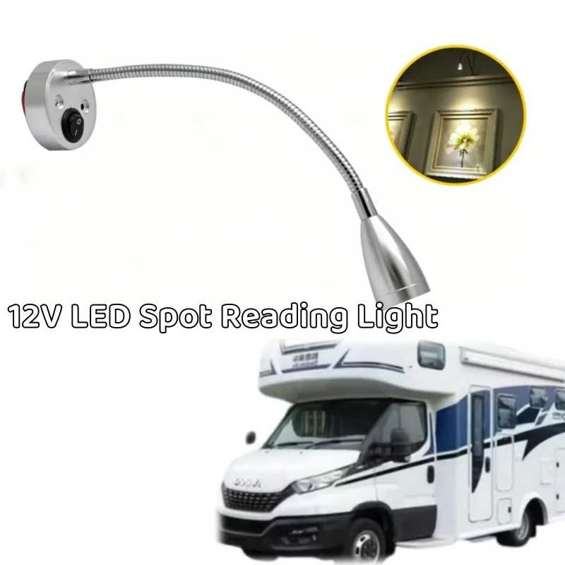 

2pc 12V LED Spot Reading Light With Switch High Brightness Energy Saving Lamp For Camper Van Caravan Boat Motorhome Lighting