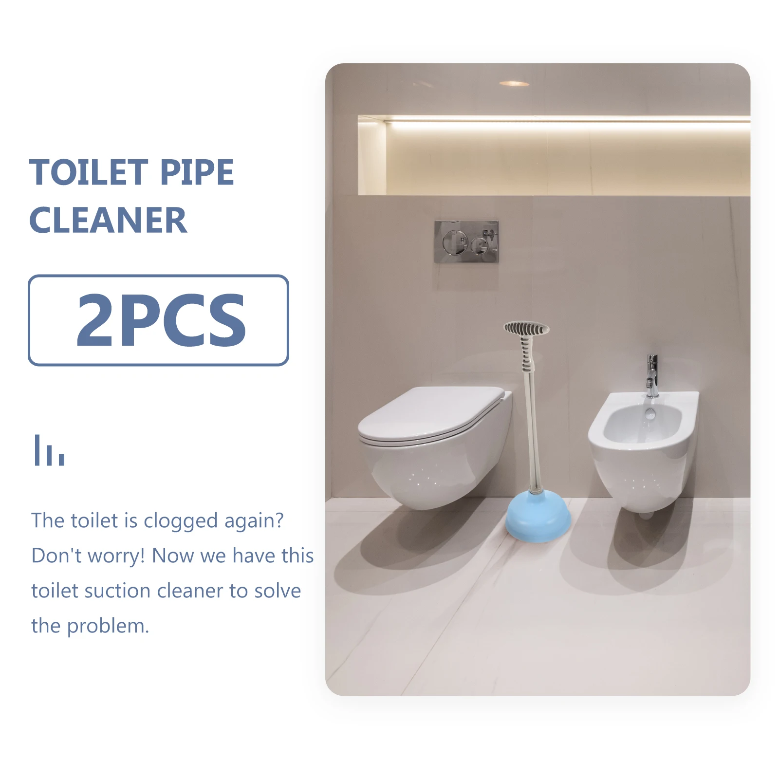 

2pcs Toilet Pipe Cleaner Premium Suction Handle Home Office Hotel Use Gift Sanitary Sewer Clog Remover Pipe Suction