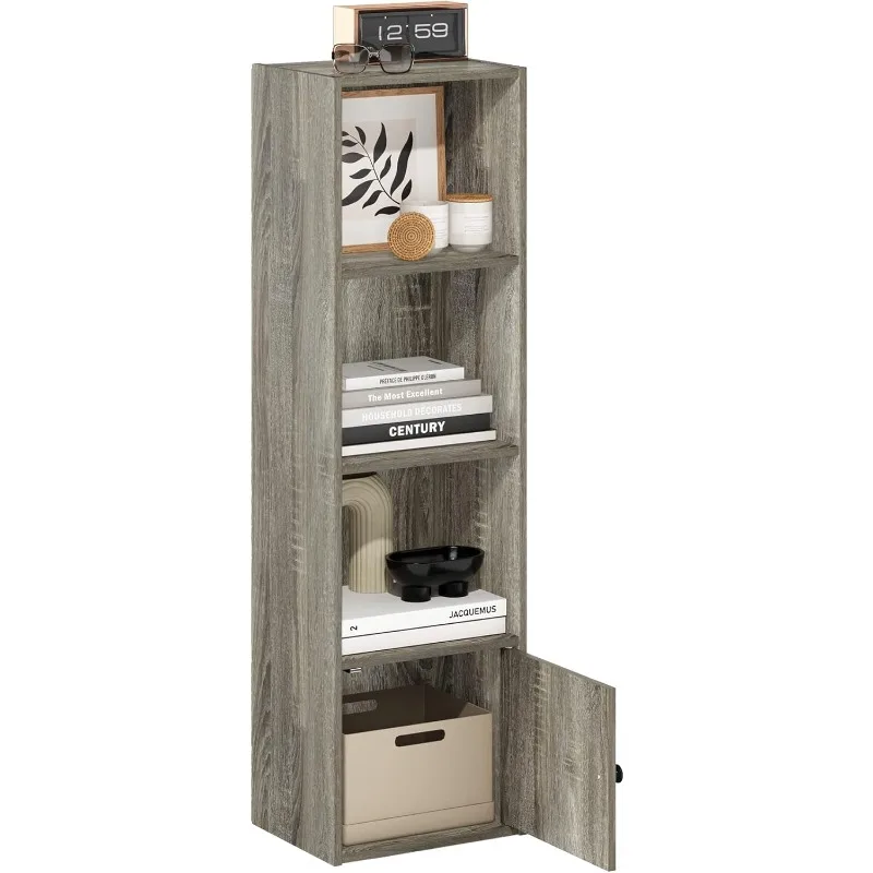 

Книжный шкаф Luder с полкой и 1-дверным шкафом для хранения, французский дуб