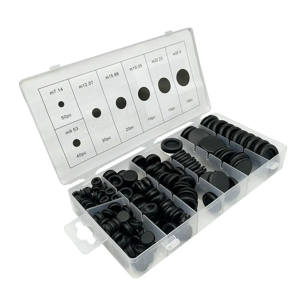 170PCS Rubber Grommets Assortment Firewall Hole Plug Electrical Wire Gasket Set Caps Bung Wire Cable Protect Bush 7 Size
