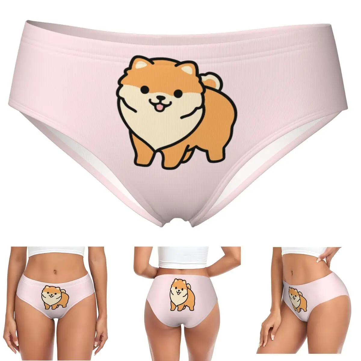 

Трусики с померанским шпицем на заказ, женские удобные трусы, нижнее белье, дышащие женские трусы