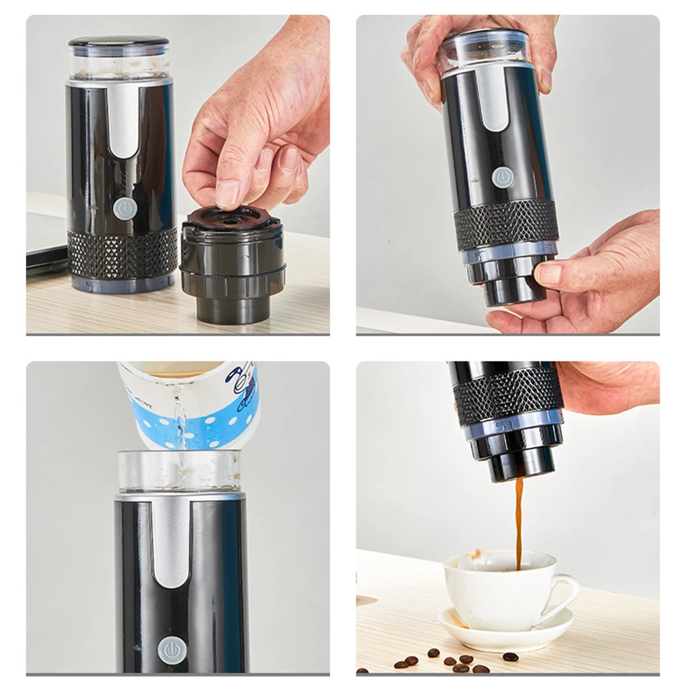 Wireless Portable Coffee Machine for Car & Home Rechargeable Coffee Maker Handheld Espresso Outdoor Capsule Coffee Powder