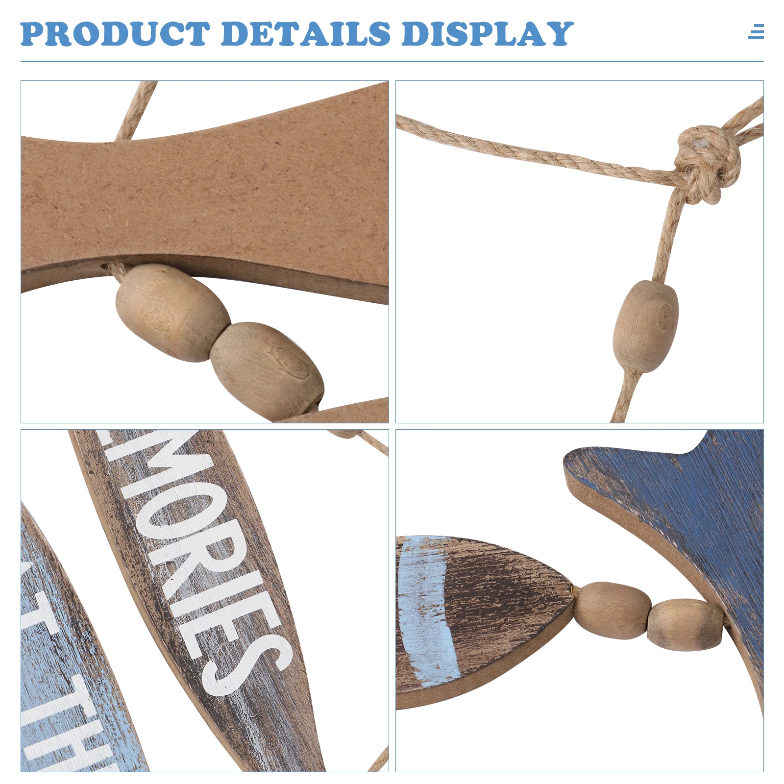 

Fishbone Wall Hanging Sign Mediterranean Wooden Decor Home Adornment Lightweight Portable Sweet Gift