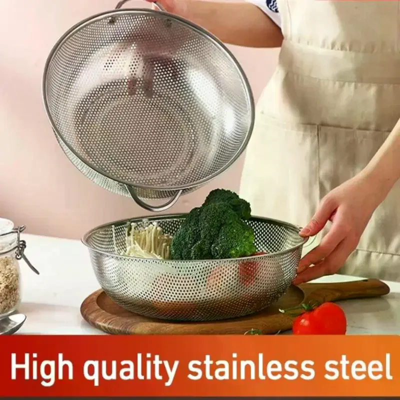 

Stainless Steel Kitchen Hole Dense Mesh Sifter Colander Strainer Sieve Baskets