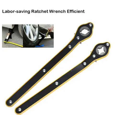 Auto Labor Saving Jack Cross Shaped Wrench Efficient Tire Changing Vehicle Tool Labor-saving Car Scissor Ratchet Spanner Key