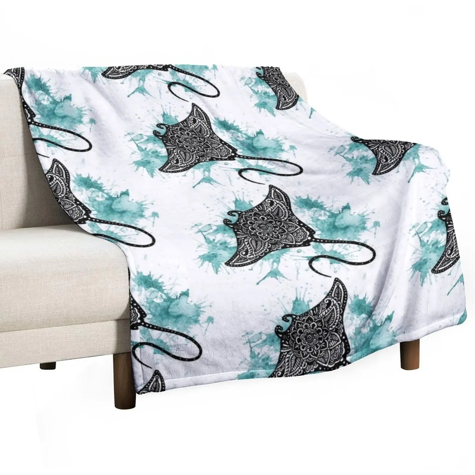 Stingray Splash Throw Blanket Polar wednesday Cute Plaid for winter Sofa Designers Blankets