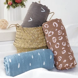 HappyFlute New Prints 3 Pieces 120*110cm Soft  Bamboo Cotton Baby Wrap Travel Newborn Multi-function Swaddle Sleeping Blanket