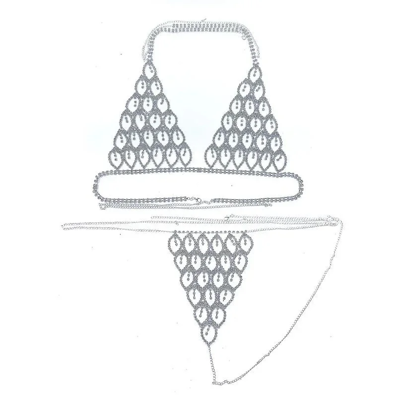 Diamond Body Chain Geometrische Mode Set Perspectief Bikini Set Sexy Glanzende Nachtclub Kleding Ondergoed Show Body Chain