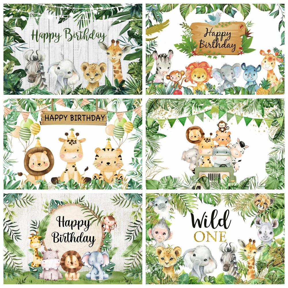 

Tropical Jungle Safari Backdrop Photography Wild One Newborn Baby 1st Birthday Party Decor Photo Background Photozone Supplies