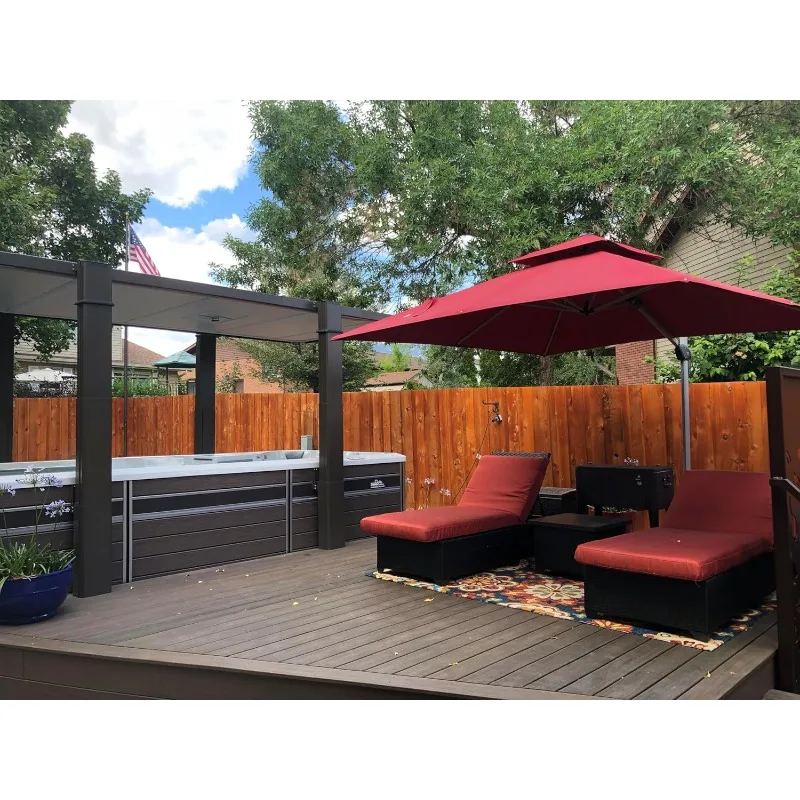 10ft مظلة فناء في الهواء الطلق مظلة مربعة كبيرة ناتئ مظلة يندبروف إزاحة الثقيلة الشمس لحديقة ديسمبر