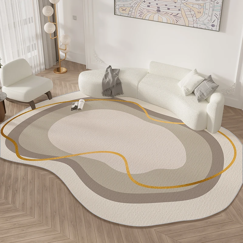 VIKAMA Japanese Wabi-Sabi Style Rug Living Room Cream Style Sofa Coffee Table Rug Irregular Large Non-Slip Pad Home Decorating